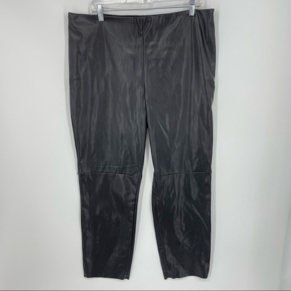 H&M‎ Faux Leather Leggings side zip black Sz XL